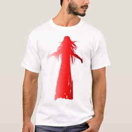 Camiseta Silhueta vermelha de uma mulher de cabelo comprido