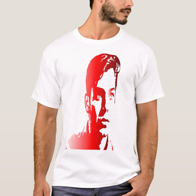 Camiseta Silhueta vermelha, um jovem, imagem com impacto vi (Frente)