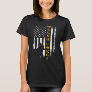Camiseta Silhueta Vintage do Cão Corgue Galês Americano