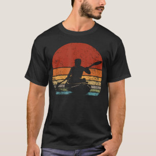 Camiseta Silhueta Vintage do Remador de Caiaque no Pôr do S