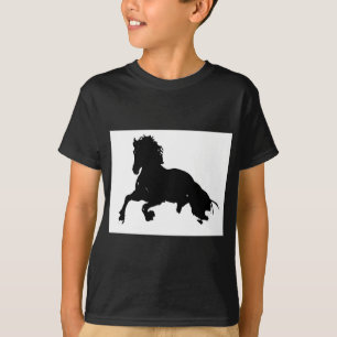 Camiseta Silhuette de Cavalo Branco Negro Corrente
