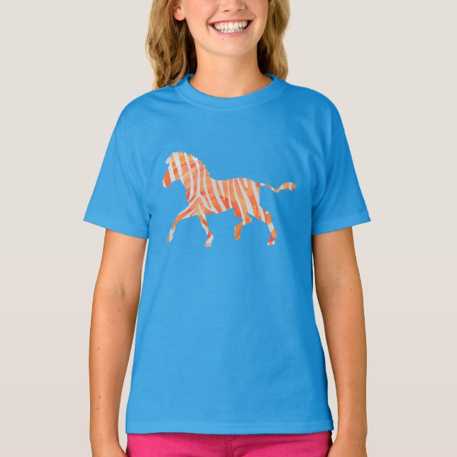Camiseta Silhuette de Zebra Laranja e Branca (Frente)