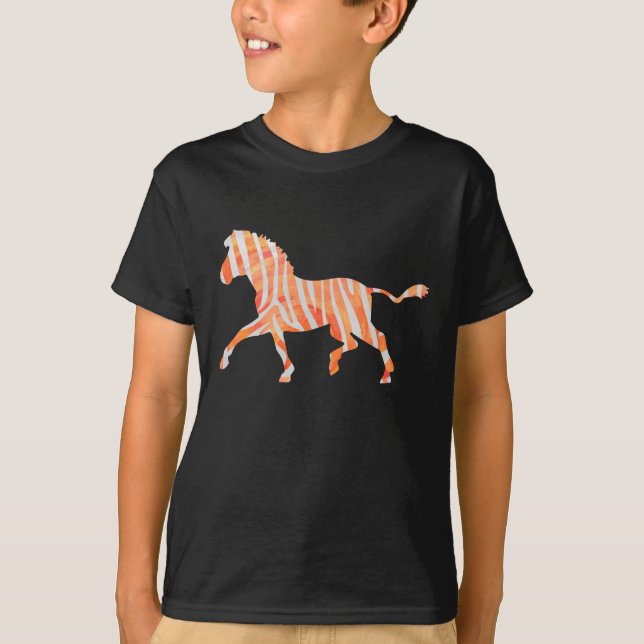 Camiseta Silhuette de Zebra Laranja e Branca (Frente)