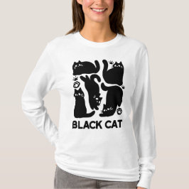 Camiseta Silhuettes de Gato Negro - Design de Felino Cinto