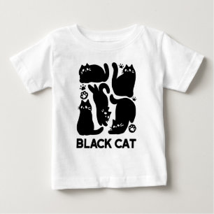 Camiseta Silhuettes de Gato Negro - Design de Felino Cinto