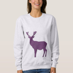 Camiseta Silhute de veados violeta de inverno Hoodie