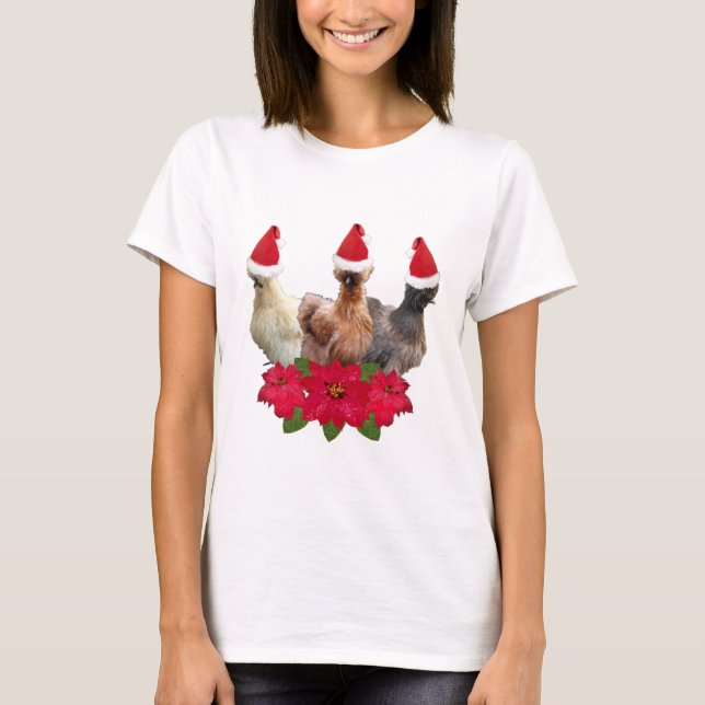 Camiseta Silkie Bantam Chicken Christmas Santa Hat  (Frente)