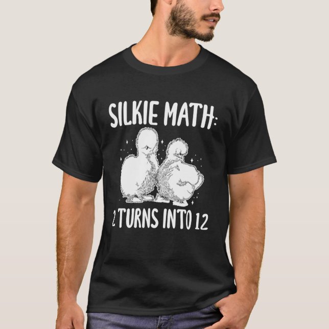 Camiseta Silkie Chicken Math 2 se transforma em 12 manga lo (Frente)