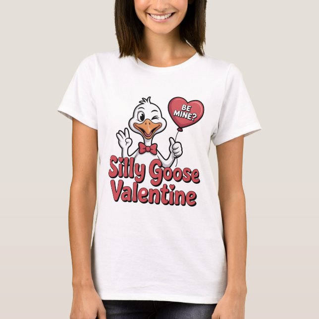 Camiseta Silly Goose Valentine Shirt - Cute Winking Goose H (Frente)
