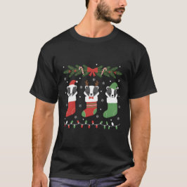 Camiseta Silly Honey Badger Christmas Lights Playful 