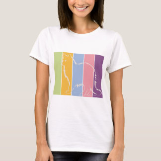 Camiseta Silueta blanca gato sobre color