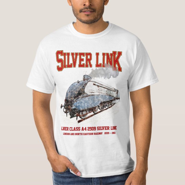 Camiseta Silver Link - LNER Class A4 2509 Steam Train Loco (Frente)