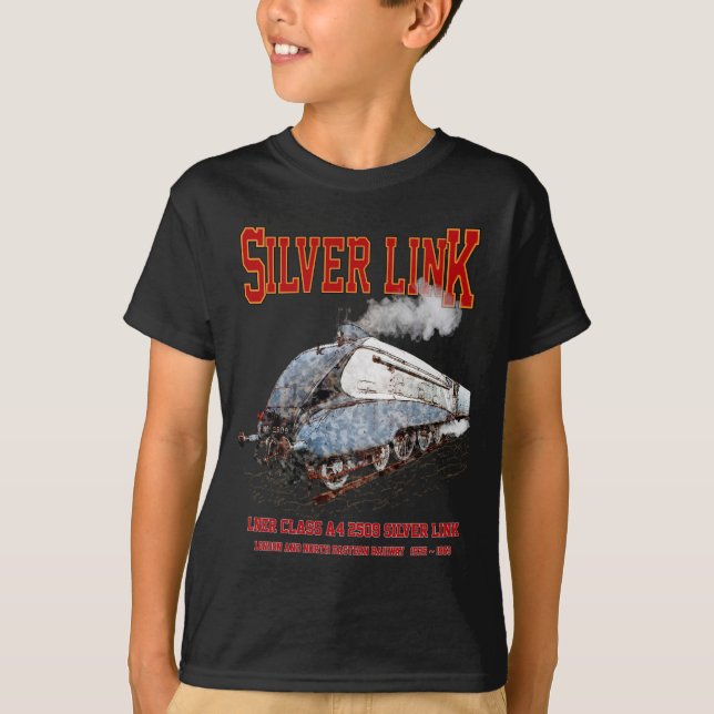 Camiseta Silver Link - LNER Class A4 2509 Steam Train Loco (Frente)