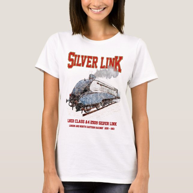 Camiseta Silver Link - LNER Class A4 2509 Steam Train Loco (Frente)