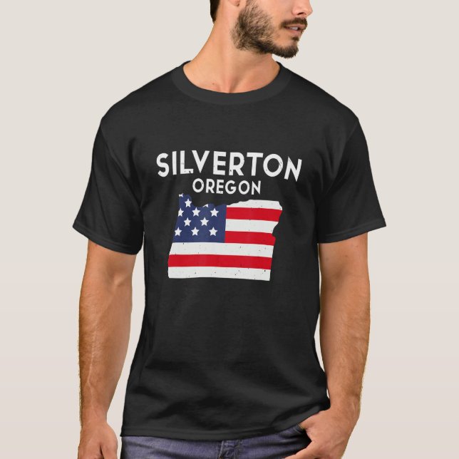 Camiseta Silverton Oregon EUA State America Viagens Orégoni (Frente)