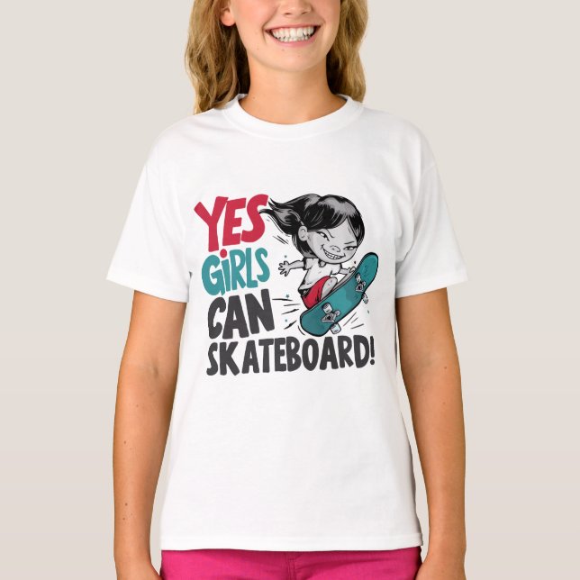 Camiseta Sim, as garotas podem andar de skate (Frente)