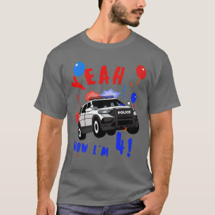 Camiseta Sim Carro da Polícia Aniversário 4 Anos engraçado