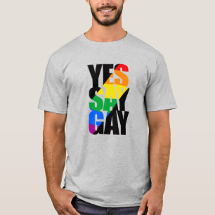 Camiseta Sim, diga Gay - Faixa da Arco-íris