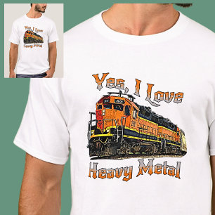 Camiseta Sim, Eu Adoro Comboio Locomotivo de Diesel Metálic