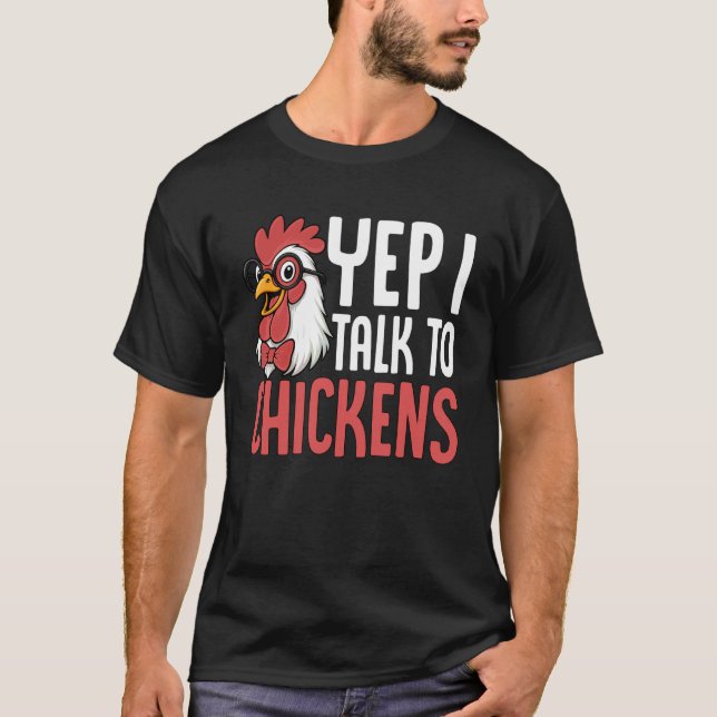 Camiseta Sim, eu falo com galinhas Nerd Galinha Galo (Frente)