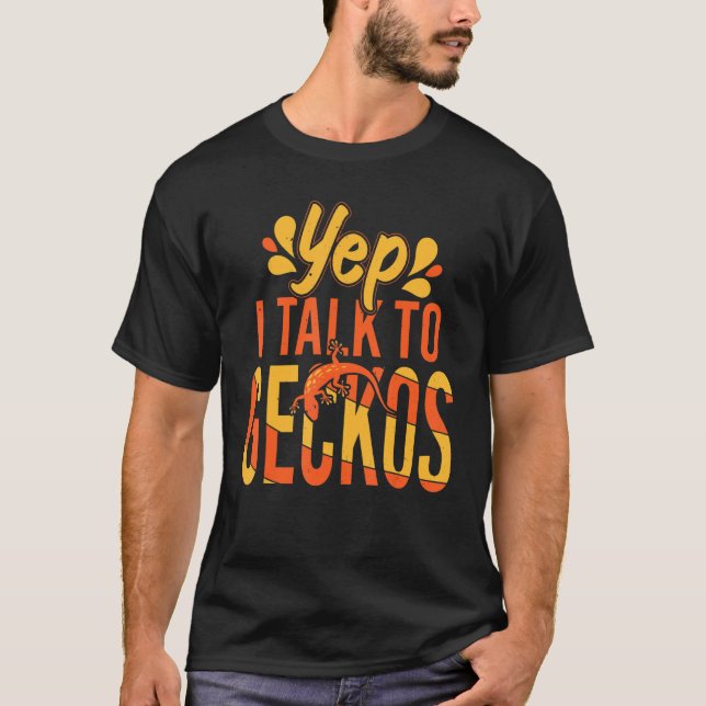 Camiseta Sim, Eu Falo Com Geckos Engraçados Gecko Reptile W (Frente)