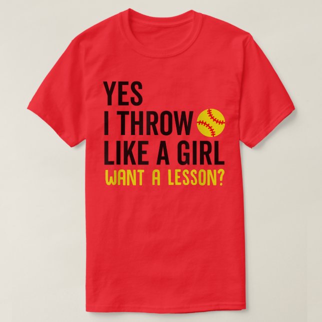 Camiseta Sim, Eu Jogo Como uma Garota Quer uma Lição Softbo (Frente do Design)