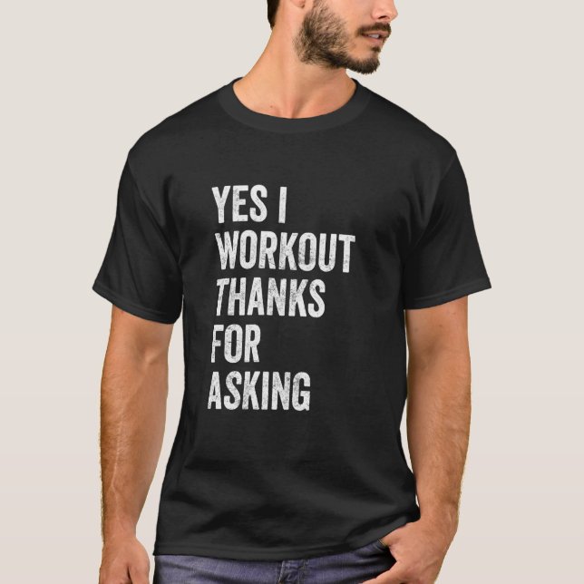 Camiseta Sim Eu Me Exercito - Dito de Levantamento de Peso, (Frente)