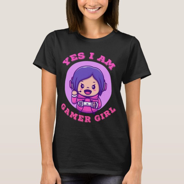 Camiseta Sim, Eu Sou Uma Garota Gamer Presente Fofo (Frente)