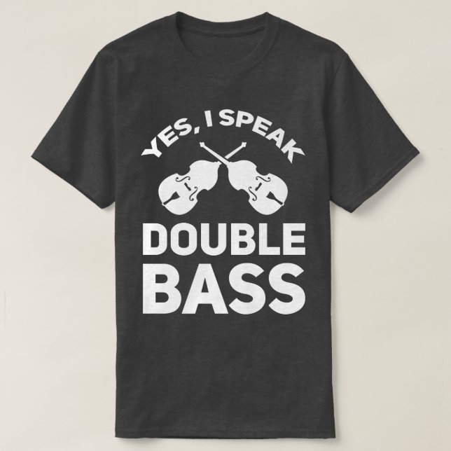 Camiseta Sim, falo música com baixo duplo (Frente do Design)