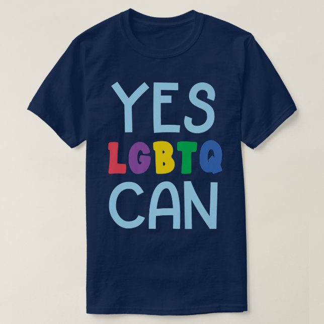 Camiseta Sim LGBTQ pode Igualdade de Gênero Orgulho Arco-Ír (Frente do Design)