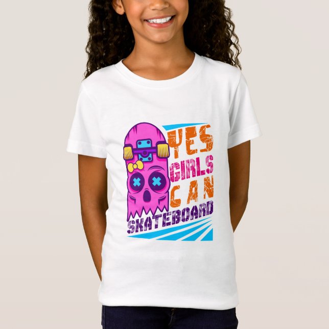 Camiseta Sim Meninas Podem Andar De Skate Skate  (Frente)
