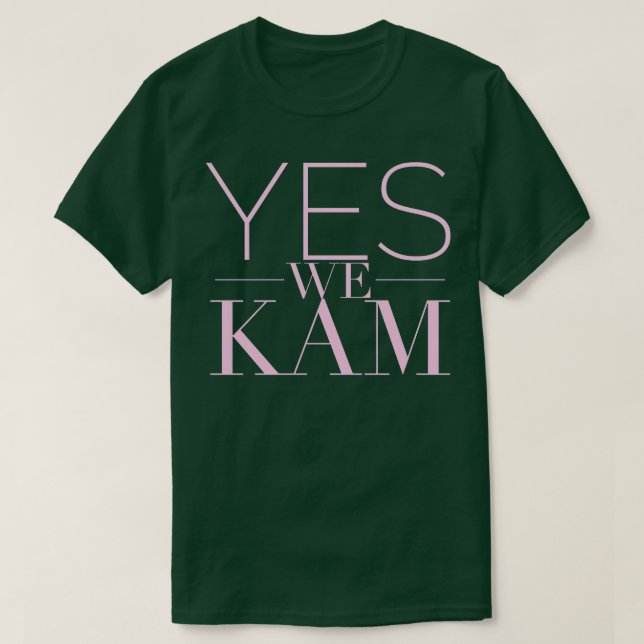 Camiseta Sim, nós, Kam, apoiamos Kamala para presidente (Frente do Design)