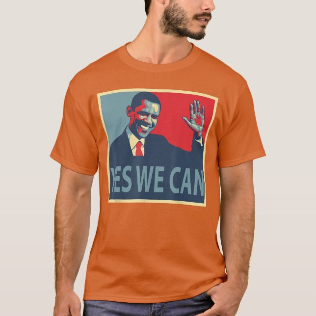 Camiseta Sim Nós Podemos Barack Obama Presidente (Frente)
