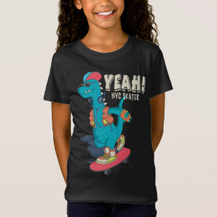 Camiseta Sim! NYC Skater Dinossaur Engraçado