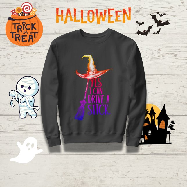 Camiseta "Sim, posso dirigir um palito" Chapéu de bruxa (Criador carregado)