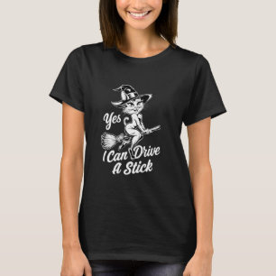 Camiseta Sim Posso Dirigir Um Pau Divertido Gato Bruxa Hall