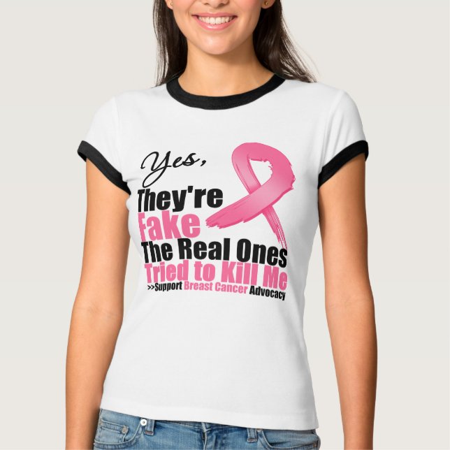 Camiseta Sim, são falsos...Meus verdadeiros tentaram me mat (Frente)