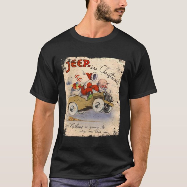 Camiseta Sim, será um Poster de Retro WW2 de Natal Willys (Frente)