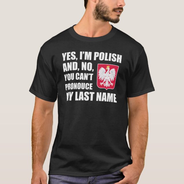 Camiseta Sim Sobrenome polonês Pronunciar (Frente)