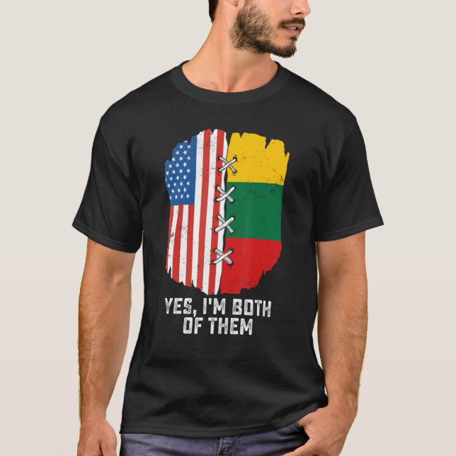 Camiseta Sim, sou ambos meio-americanos, meio lituano (Frente)