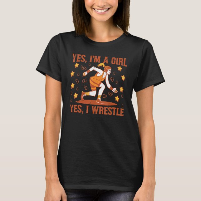 Camiseta Sim, sou uma garota, sim, luto... mulheres engraça (Frente)