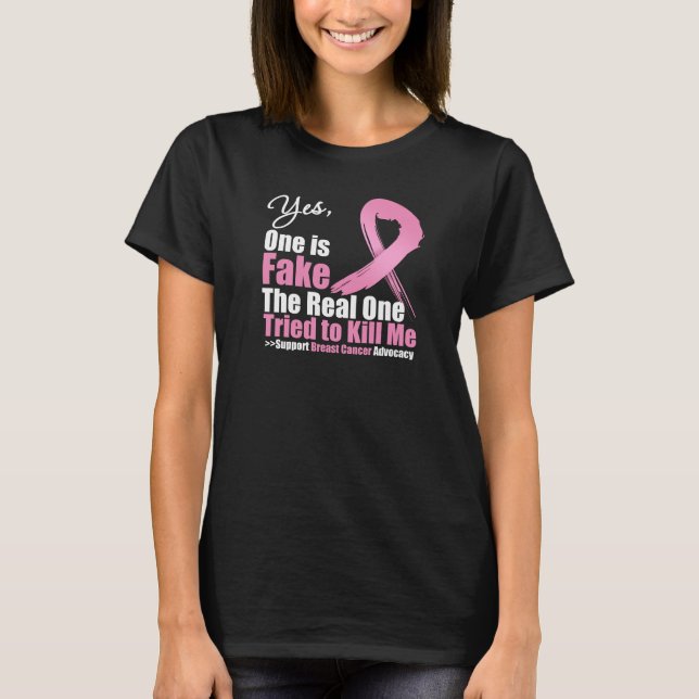 Camiseta Sim Um é Falso Cancer da Mama (Frente)