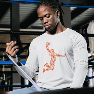 Camiseta Simbolismo do Jogador de Basquete Arremessando a B