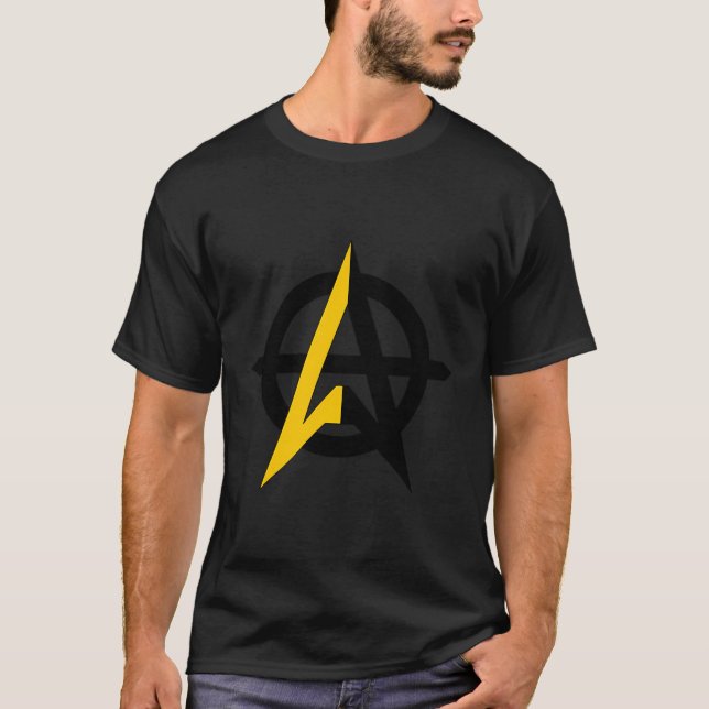 Camiseta Símbolo Amarelo Negro do Anarcho-Capitalismo (Frente)