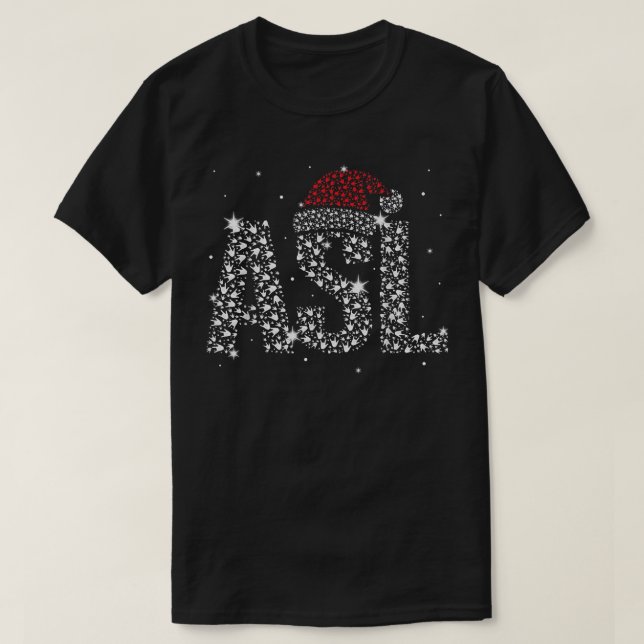 Camiseta Símbolo americano ASL Santa Hat - Dia de Natal Dea (Frente do Design)
