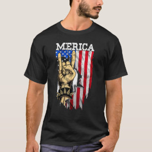 Camiseta Símbolo Americano Merica Rock, 4ª Mão De Julho