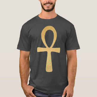 Camiseta Símbolo Ankh Dourado com a Cruz Ankh Egípcia