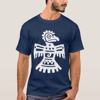 Camiseta Símbolo asteca primitivo branco do pássaro do