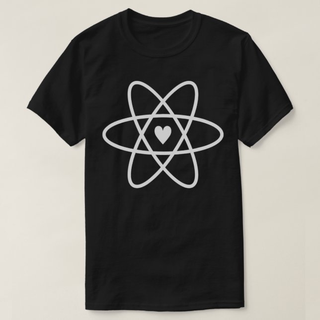 Camiseta Símbolo atômico w Core cardíaco, Rutherford Atom,  (Frente do Design)
