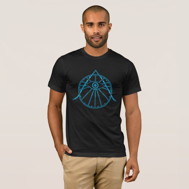 Camiseta Símbolo "Awaken" All-Seeing Eye e Geometria Sagrad (Frente Completa)